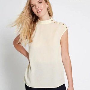 NWT Modcloth My Own Way Crepe Mock Neck Blouse | XXS